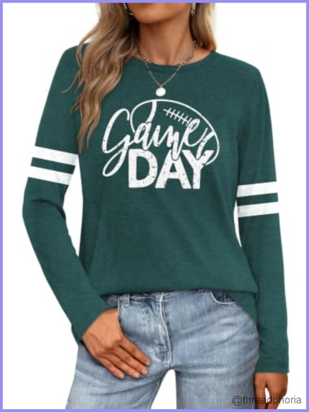 Women's Long Sleeve Football Game Day Tee Cotton